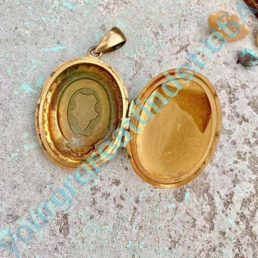 Antique Victorian Gold Filled Locket Pendant with Raised Design Yourgreatfinds