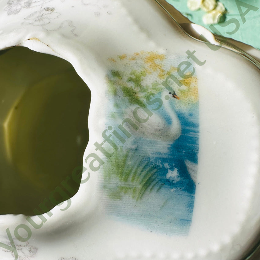 Antique Victorian Porcelain Hair Receiver