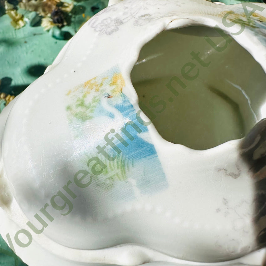 Antique Victorian Porcelain Hair Receiver