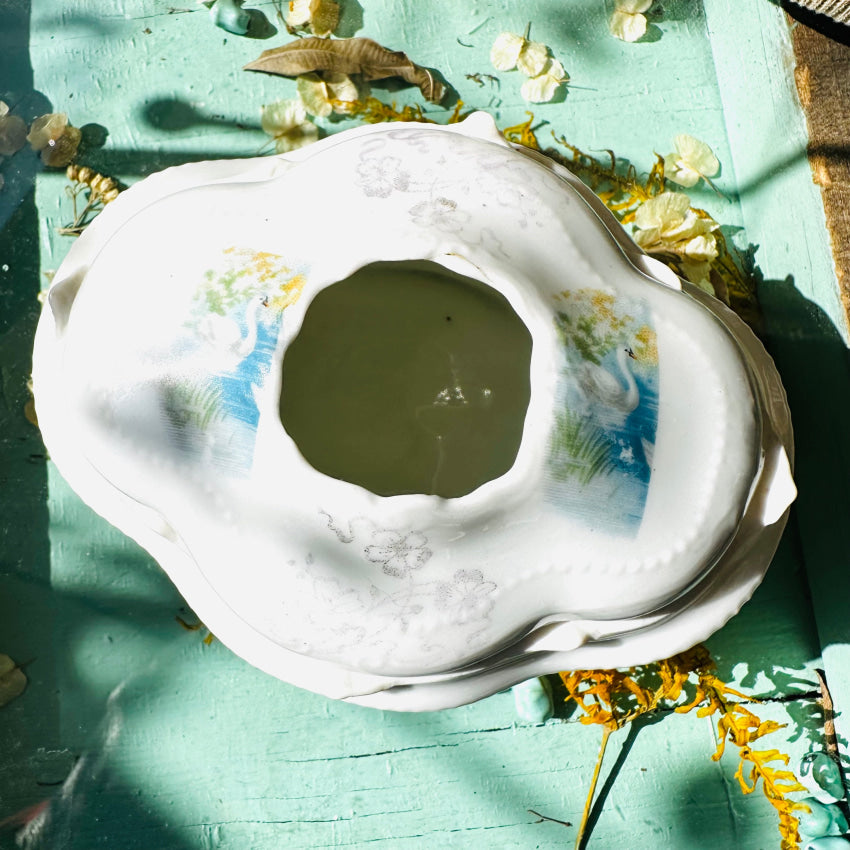 Antique Victorian Porcelain Hair Receiver