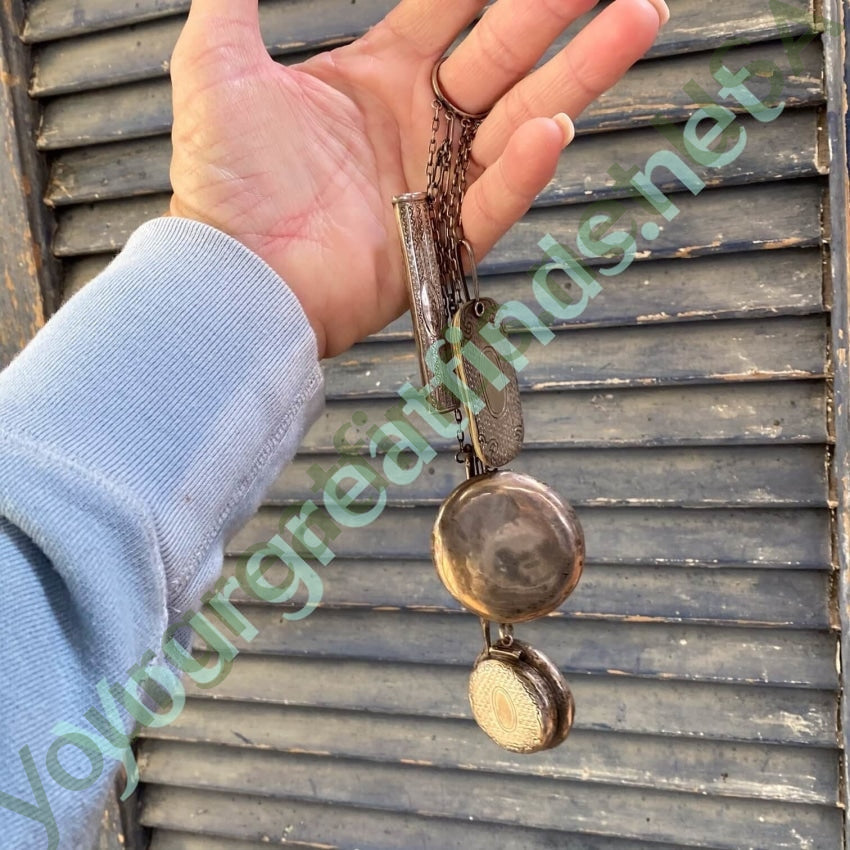 Antique Victorian Sterling Silver Chatelaine With Ring Yourgreatfinds