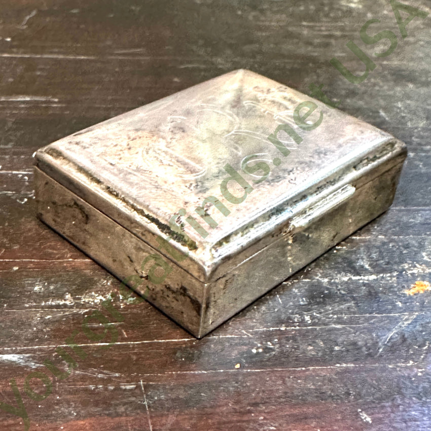 Antique Violet Velvet Lined Sterling Silver Pill Or Snuff Box Pil Box