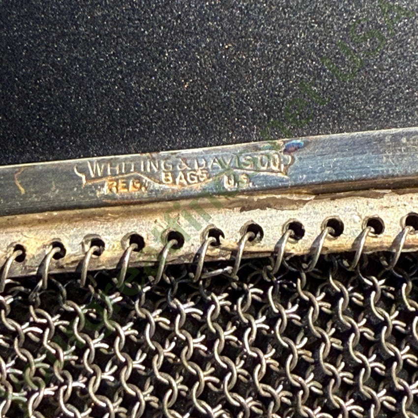 Antique Whiting & Davis Silver Mesh Wristlet Bag purse