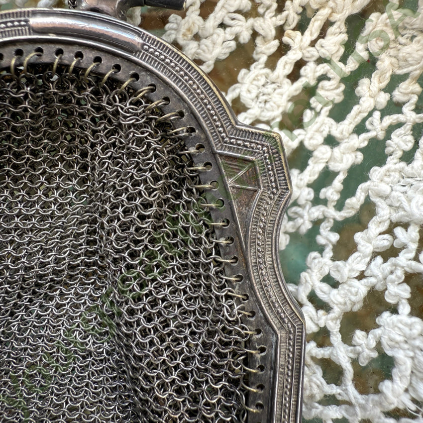 Antique Whiting & Davis Silver Mesh Wristlet Bag purse