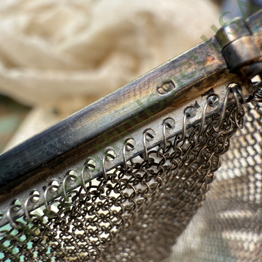 Antique Whiting & Davis Silver Mesh Wristlet Bag purse