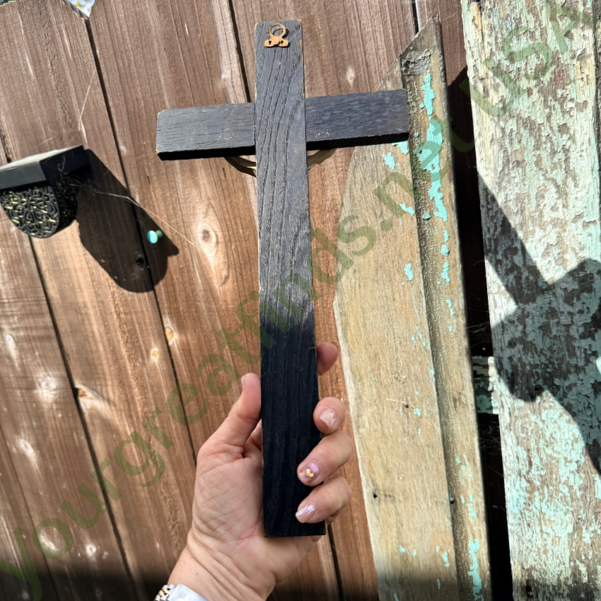 Antique Wood and Composition Crucifix for Wall wall hanging