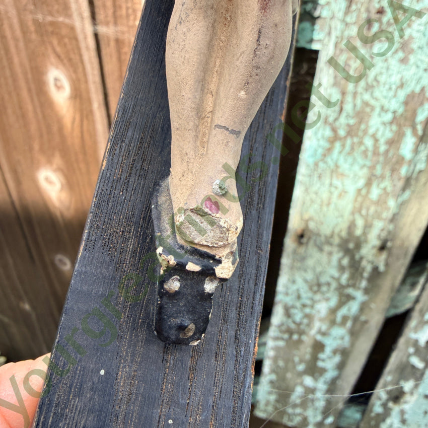 Antique Wood and Composition Crucifix for Wall wall hanging