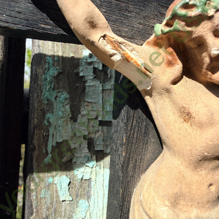 Antique Wood and Composition Crucifix for Wall wall hanging