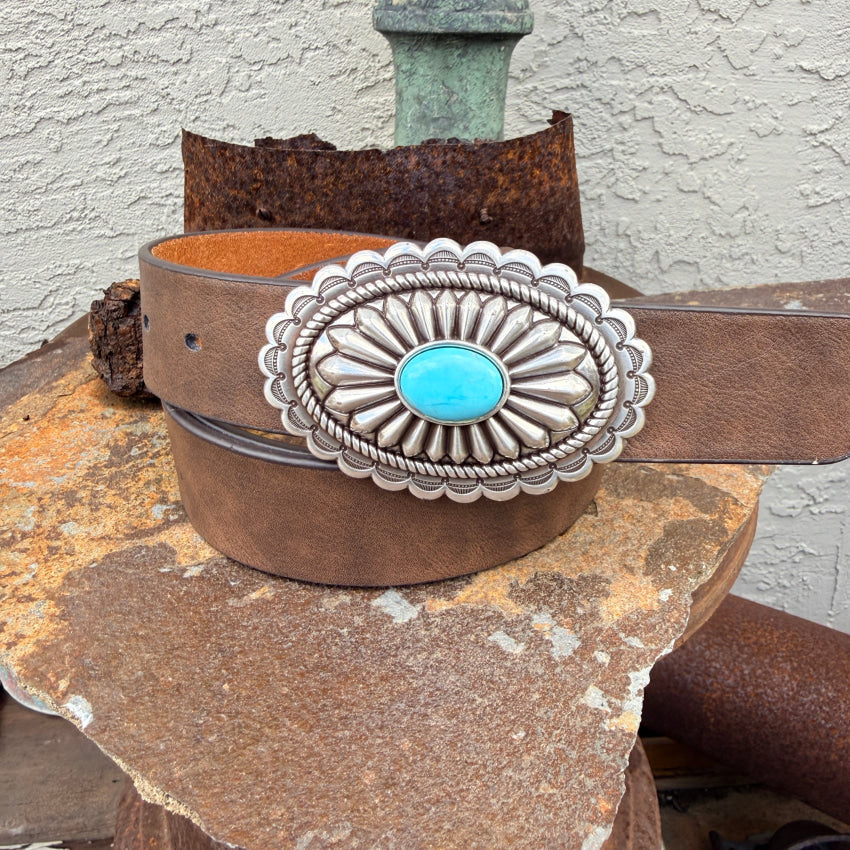 Ariat Brown Leather Concho Buckle Belt XL belt