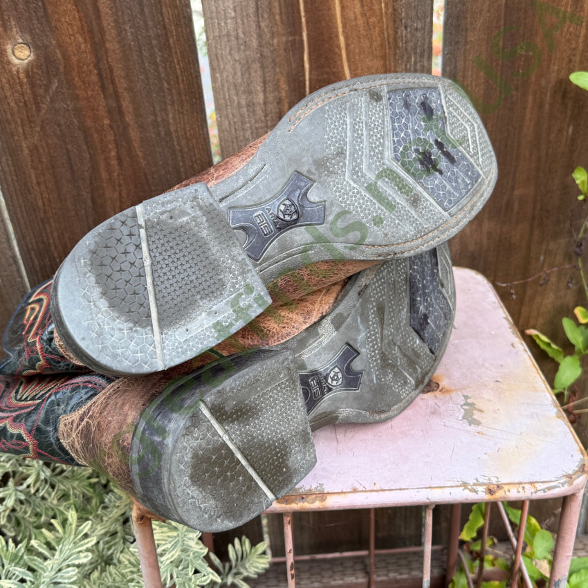 Ariat Mens Leather Cowboy Work Boots 9.5 Square Toe Western Rancher ATS 10016280 Men’s Western Boots