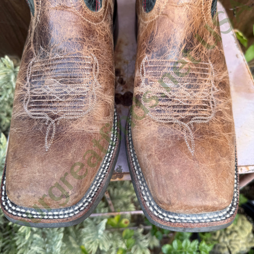 Ariat Mens Leather Cowboy Work Boots 9.5 Square Toe Western Rancher ATS 10016280 Men’s Western Boots