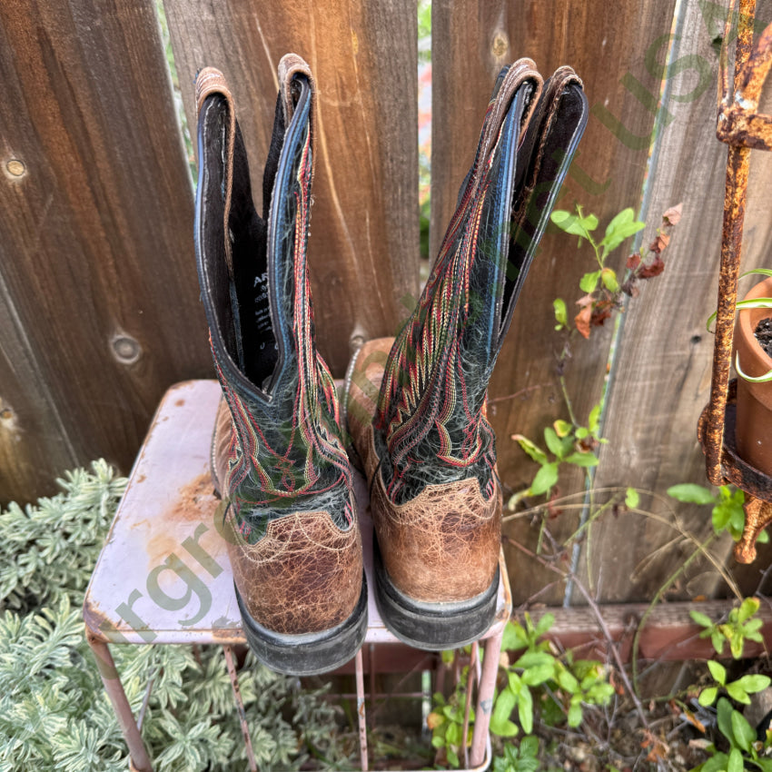 Ariat Mens Leather Cowboy Work Boots 9.5 Square Toe Western Rancher ATS 10016280 Men’s Western Boots