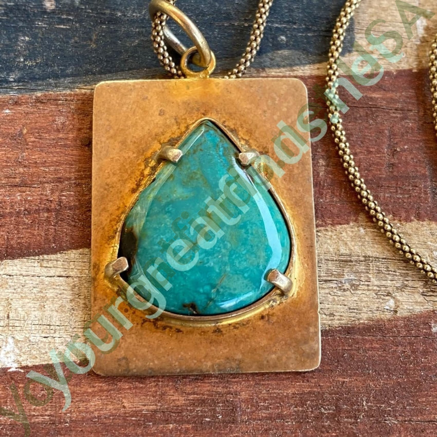 Artisan Gold over Sterling Silver Turquoise Long Necklace Yourgreatfinds
