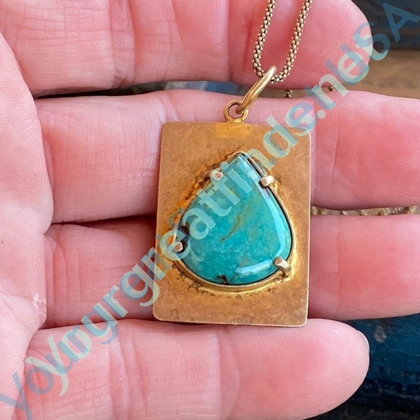 Artisan Gold over Sterling Silver Turquoise Long Necklace Yourgreatfinds