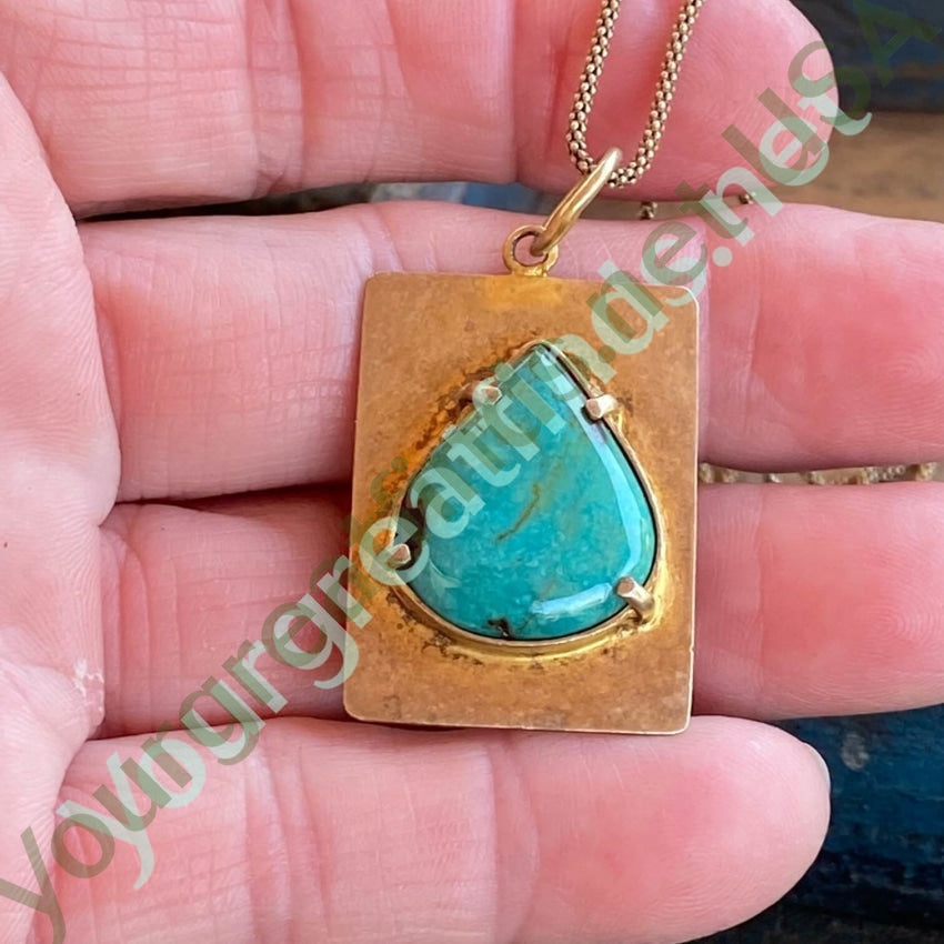 Artisan Gold over Sterling Silver Turquoise Long Necklace Yourgreatfinds