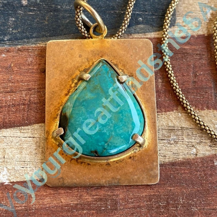 Artisan Gold over Sterling Silver Turquoise Long Necklace Yourgreatfinds