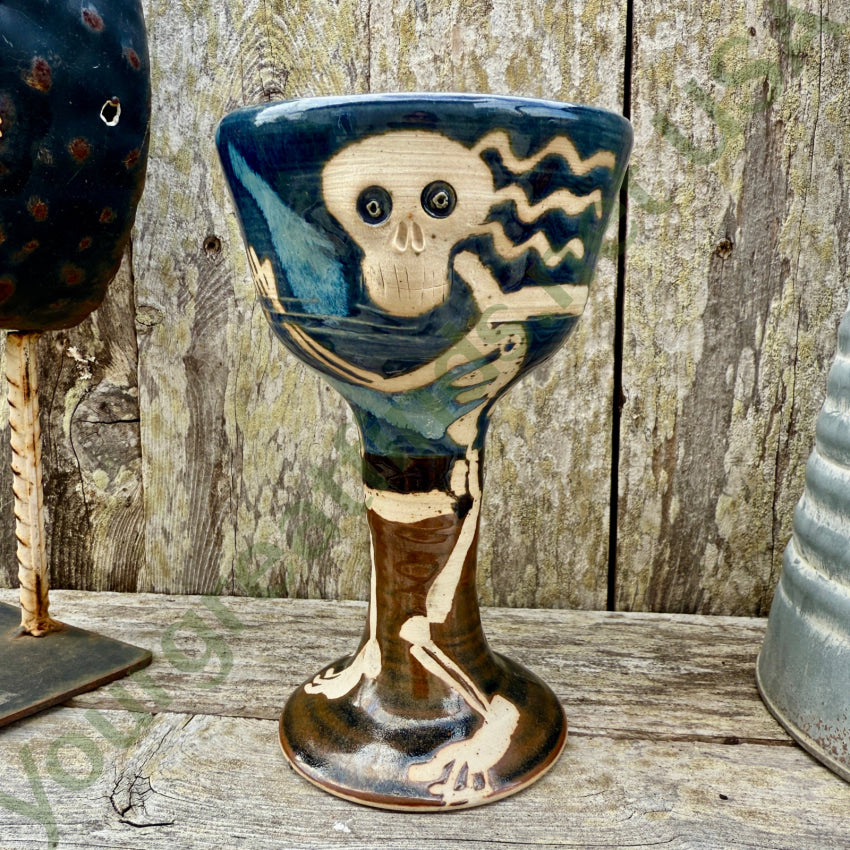 Artisan Made Stoneware Goblet Long Haired Skeleton goblet