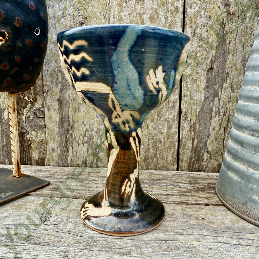 Artisan Made Stoneware Goblet Long Haired Skeleton goblet