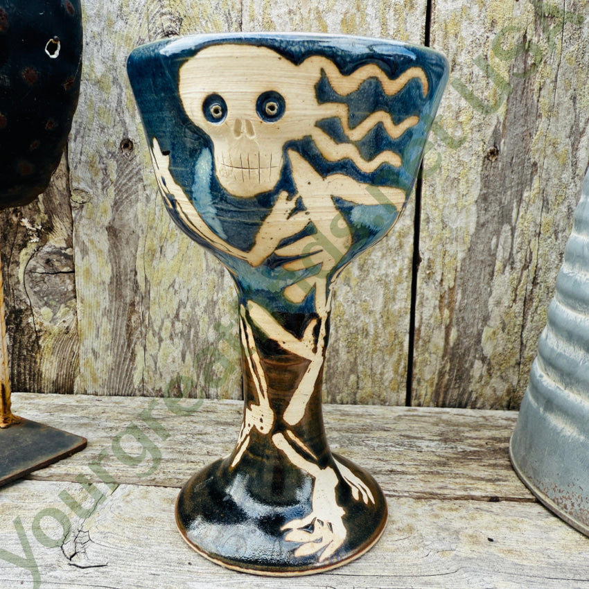 Artisan Made Stoneware Goblet Long Haired Skeleton goblet