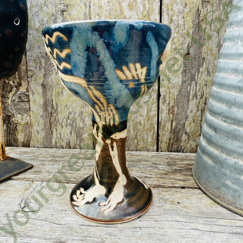 Artisan Made Stoneware Goblet Long Haired Skeleton goblet