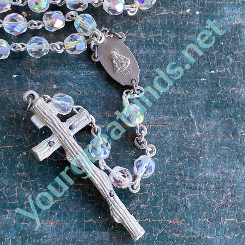 Aurora Borealis Glass Bead Rosary Vintage Italy Yourgreatfinds