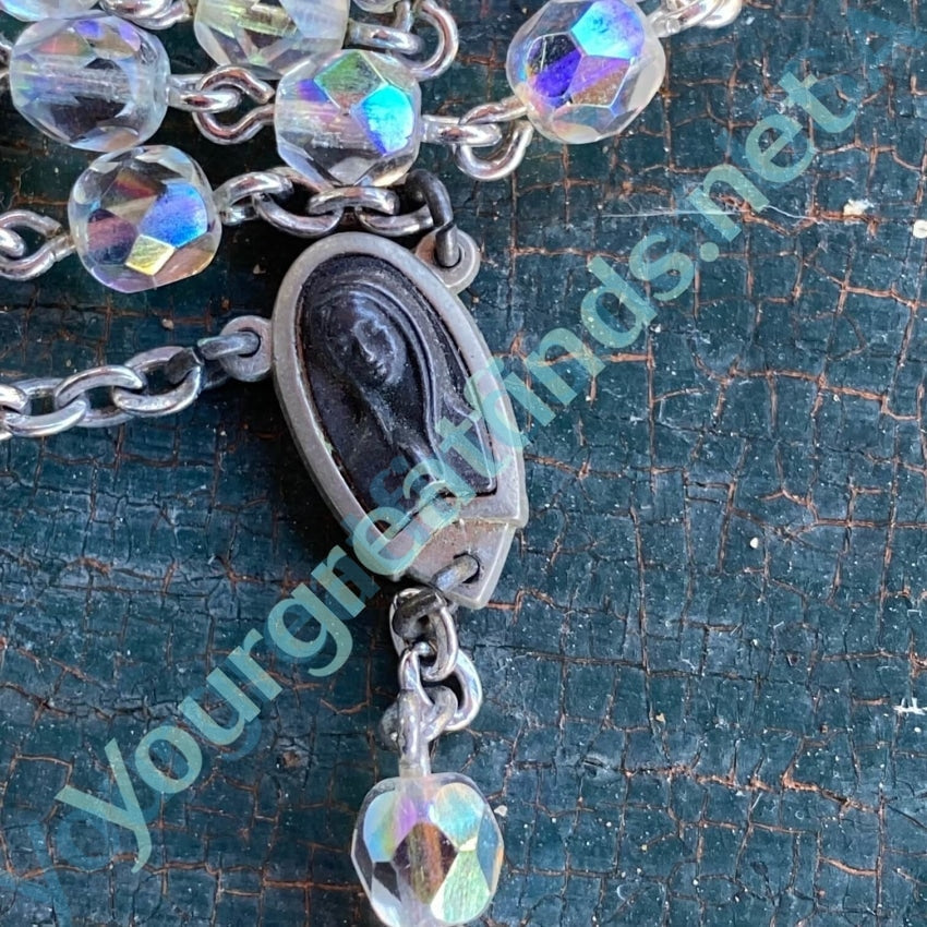 Aurora Borealis Glass Bead Rosary Vintage Italy Yourgreatfinds