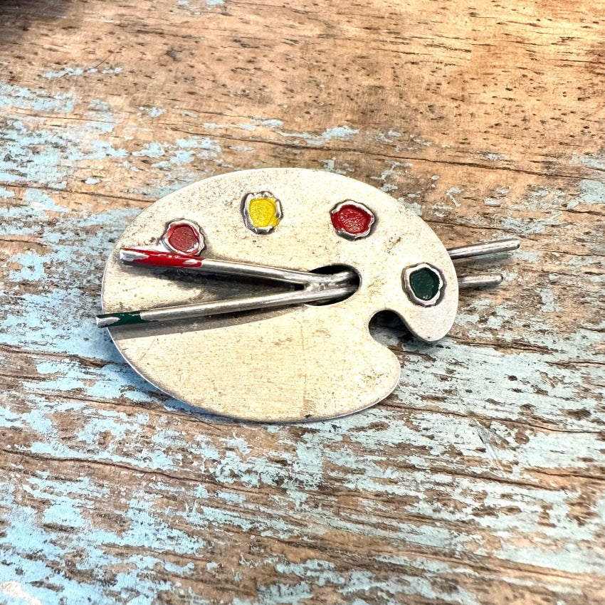 Beau Sterling Silver Artists Palette Pin