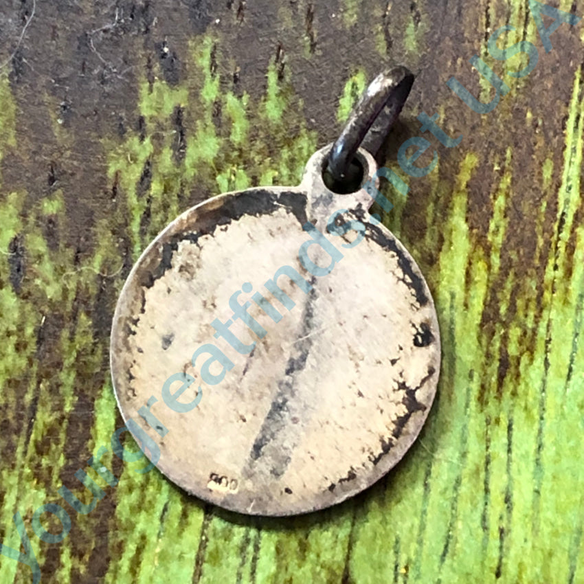 Beautiful Time Worn Tarnished 800 Silver Catholic Devotional Pendant Pendant