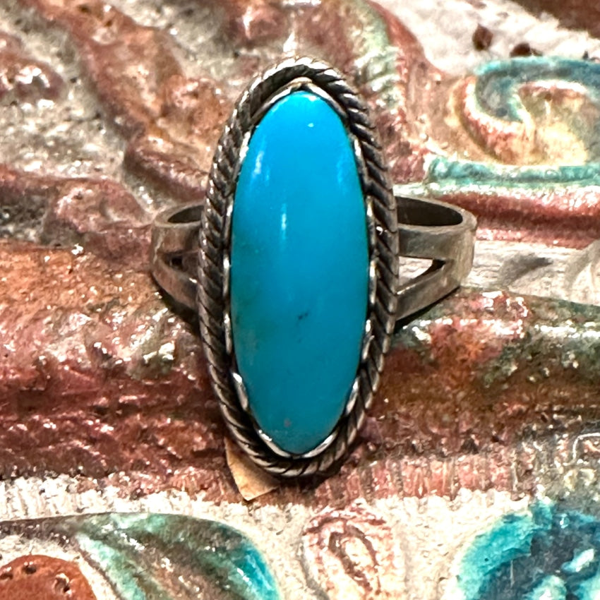 Bell Trading Post Sterling Silver Turquoise Ring Size 8.5