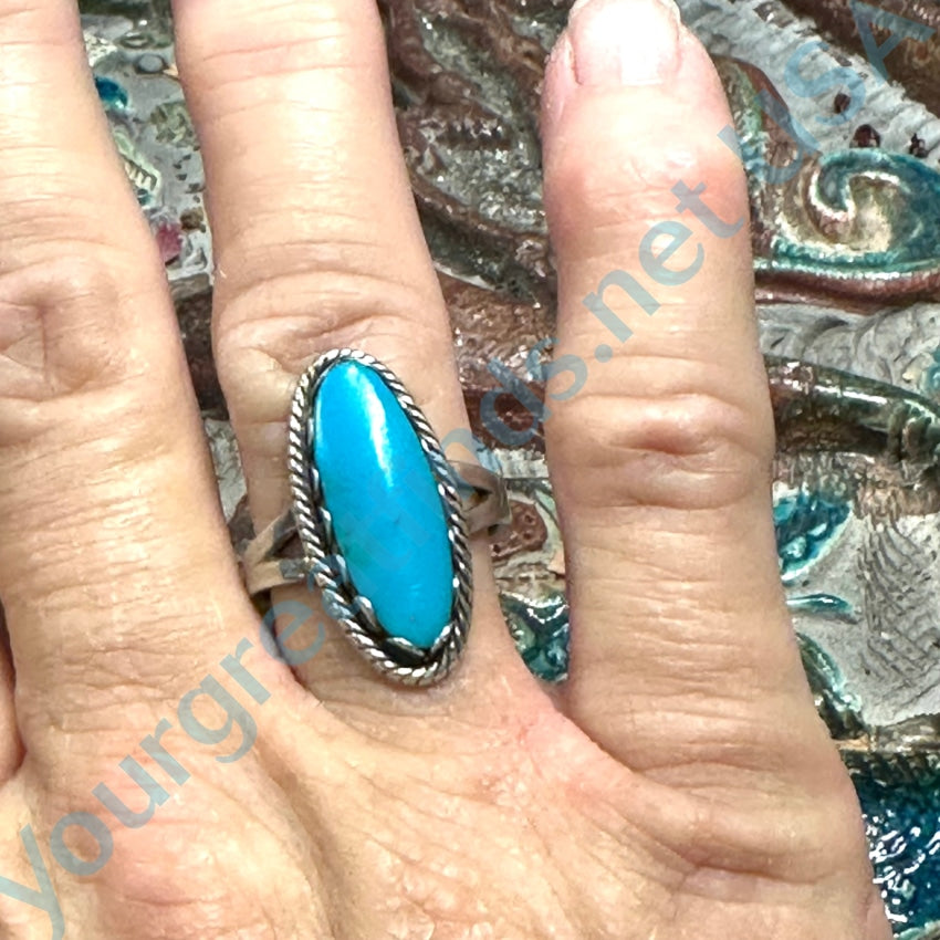 Fred Harvey Era Dainty Vintage Turquoise Ring