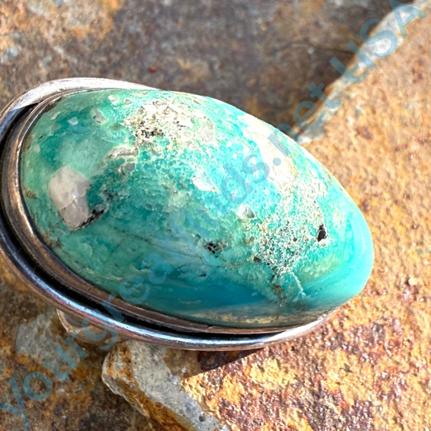 Big Chunky Sterling Silver & Quartz Included Turquoise Ring Size 8.75 Ring