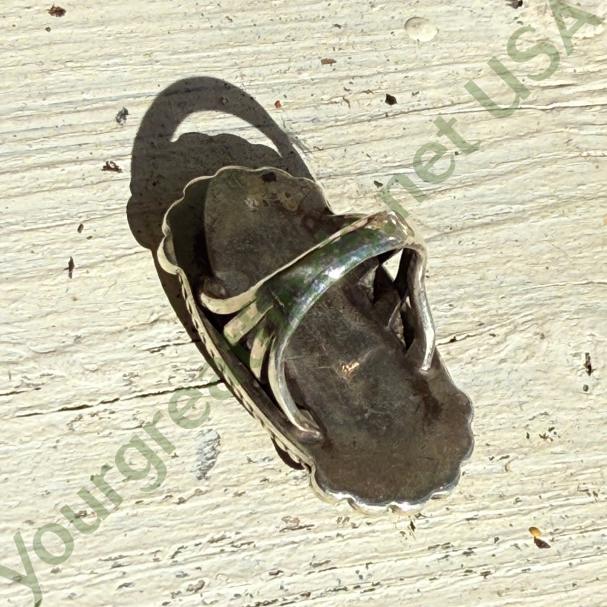 Big & Early Navajo Ring Sterling Silver & Teal Chrysocolla 4 1/4 ring