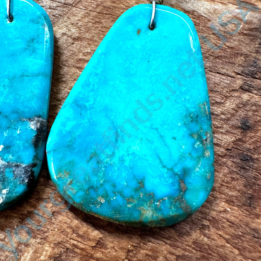 Big Turquoise Slab Pierced Post Earrings Earrings