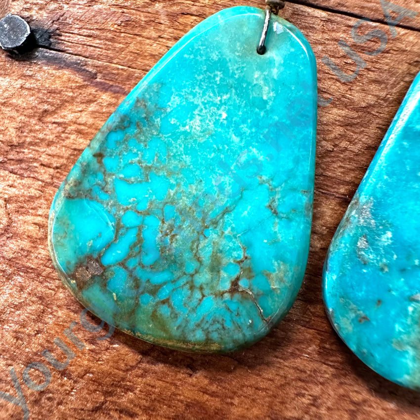 Big Turquoise Slab Pierced Post Earrings Earrings