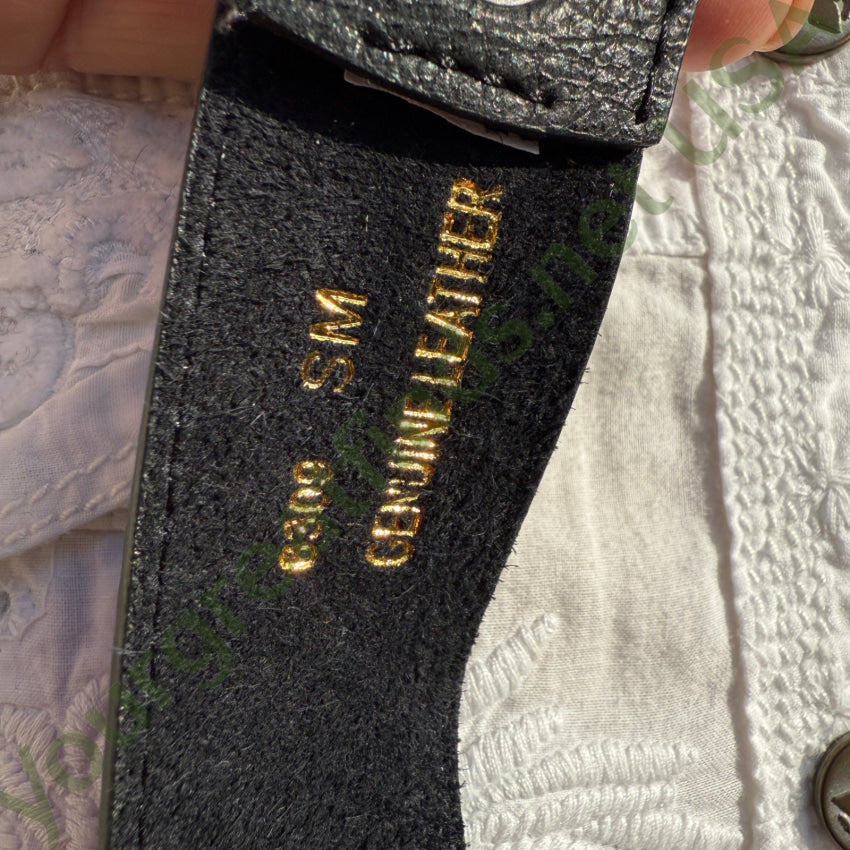 Black & Blue Leather Western Belt w/ Black Crystals belt