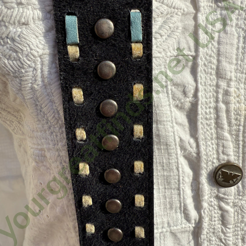 Black & Blue Leather Western Belt w/ Black Crystals belt