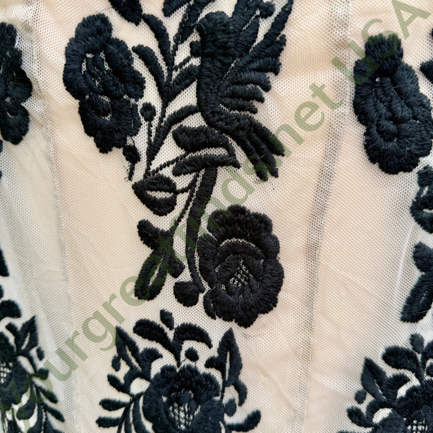 Black Embroidered off-White Tulle Maxi Dress Biya By Johnny Was NWT dress