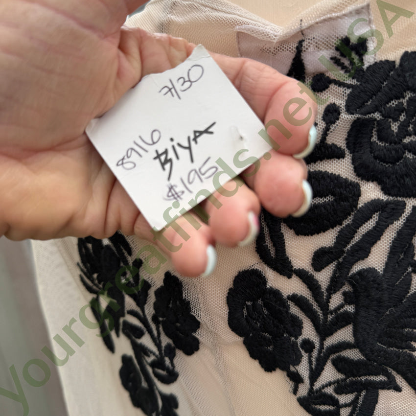 Black Embroidered off-White Tulle Maxi Dress Biya By Johnny Was NWT dress