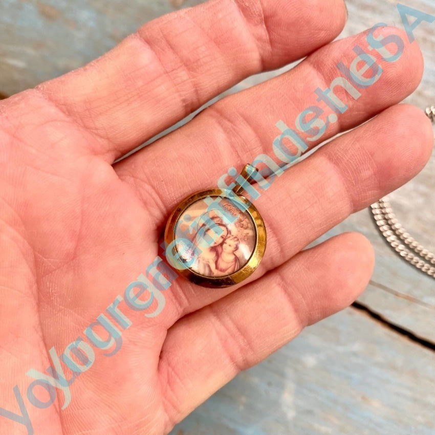 Blessed Mother and Child Devotional Metal Pendant Vintage Yourgreatfinds
