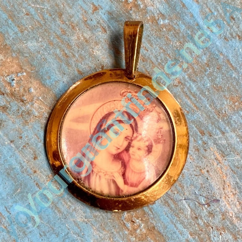 Blessed Mother and Child Devotional Metal Pendant Vintage Yourgreatfinds