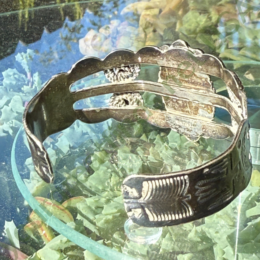 Bracelet Early Navajo Sterling Silver & Turquoise Cuff Fred Harvey bracelet