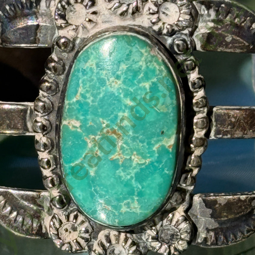 Bracelet Early Navajo Sterling Silver & Turquoise Cuff Fred Harvey bracelet