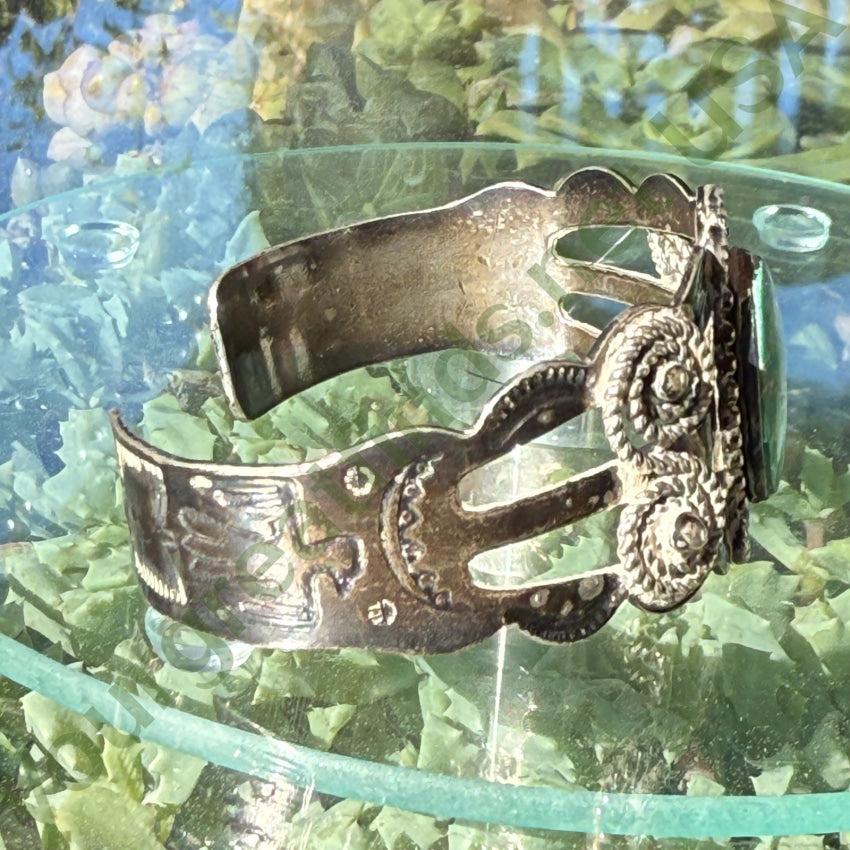Bracelet Early Navajo Sterling Silver & Turquoise Cuff Fred Harvey bracelet
