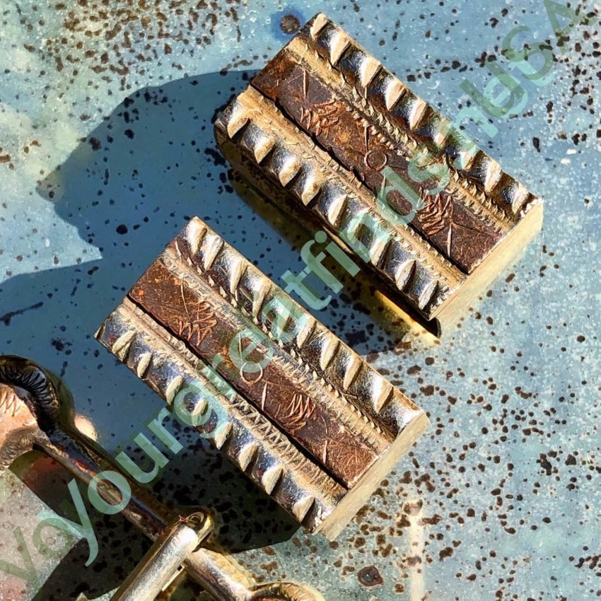 C. 1940 Mexican Ranger Buckle 4 Pc Set Sterling Rose Gold Yourgreatfinds