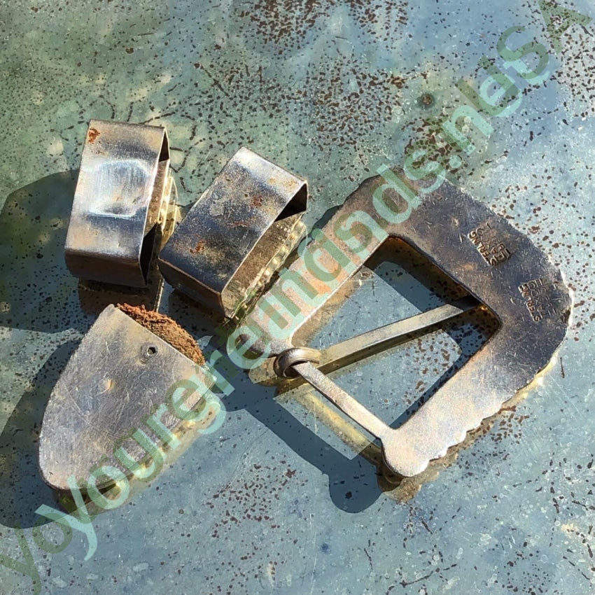 C. 1940 Mexican Ranger Buckle 4 Pc Set Sterling Rose Gold Yourgreatfinds
