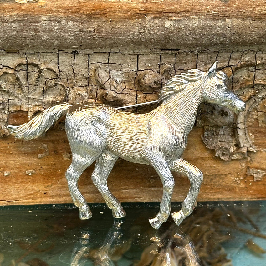 C. 1960S Silver Tone Costume Grade Horse Pin Pin