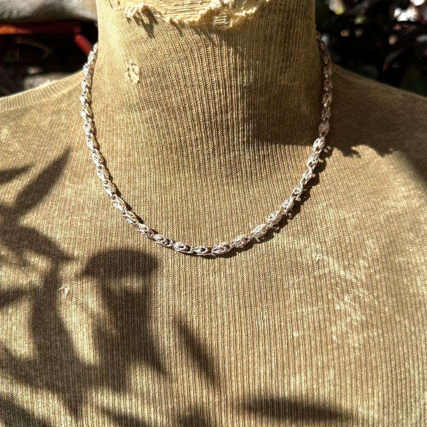 Cast Fancy Cage Link Chain Necklace Sterling Silver Vintage Apparel & Accessories