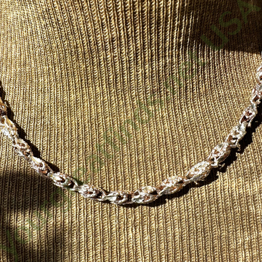 Cast Fancy Cage Link Chain Necklace Sterling Silver Vintage Apparel & Accessories