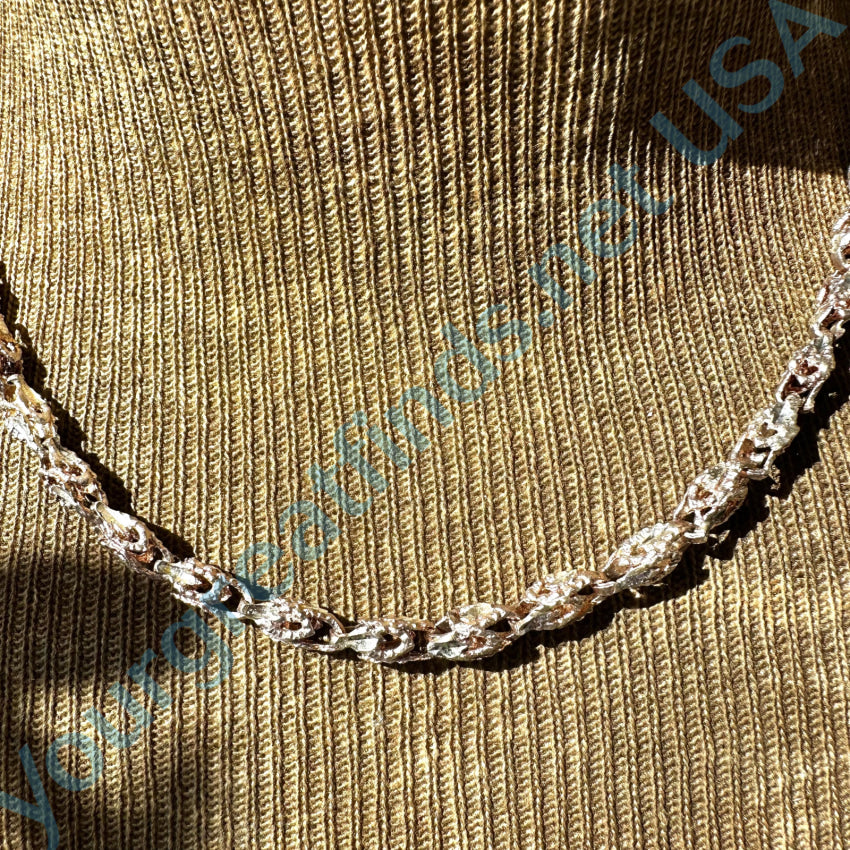 Cast Fancy Cage Link Chain Necklace Sterling Silver Vintage Apparel & Accessories