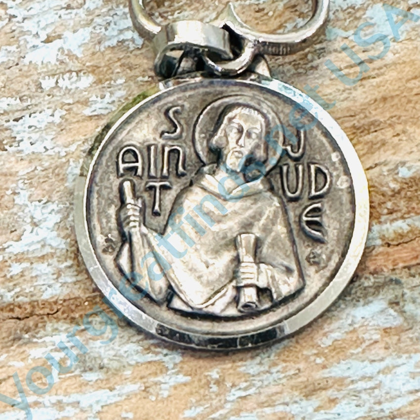 Catholic Devotional St. Jude Double Pendant Sterling Silver Vintage Devotional Pendant